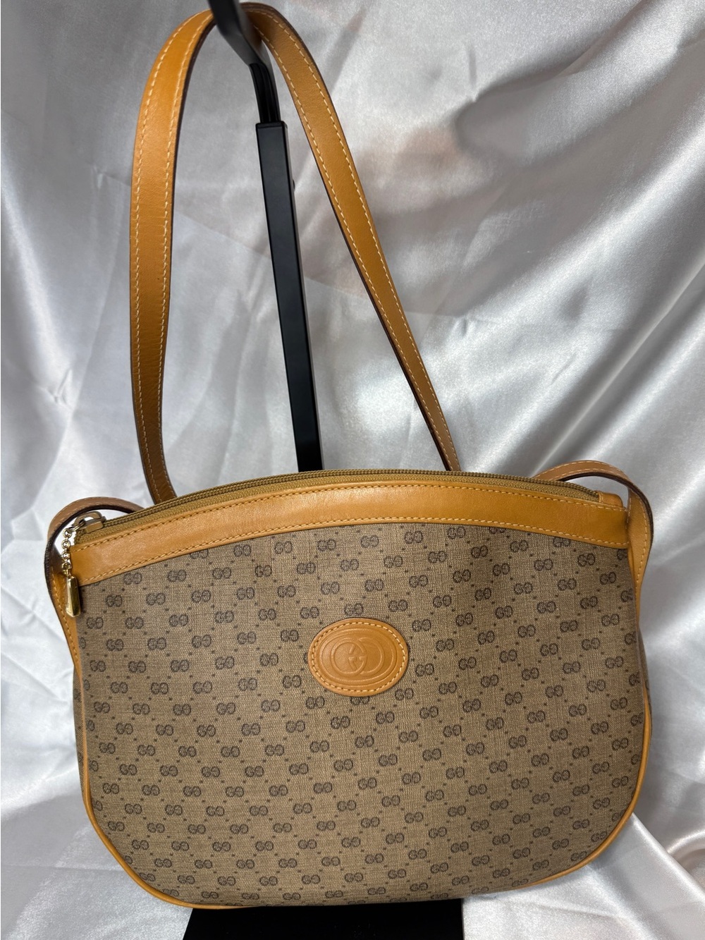 Gucci Vintage Micro GG Supreme Beige and Brown Purse Bag